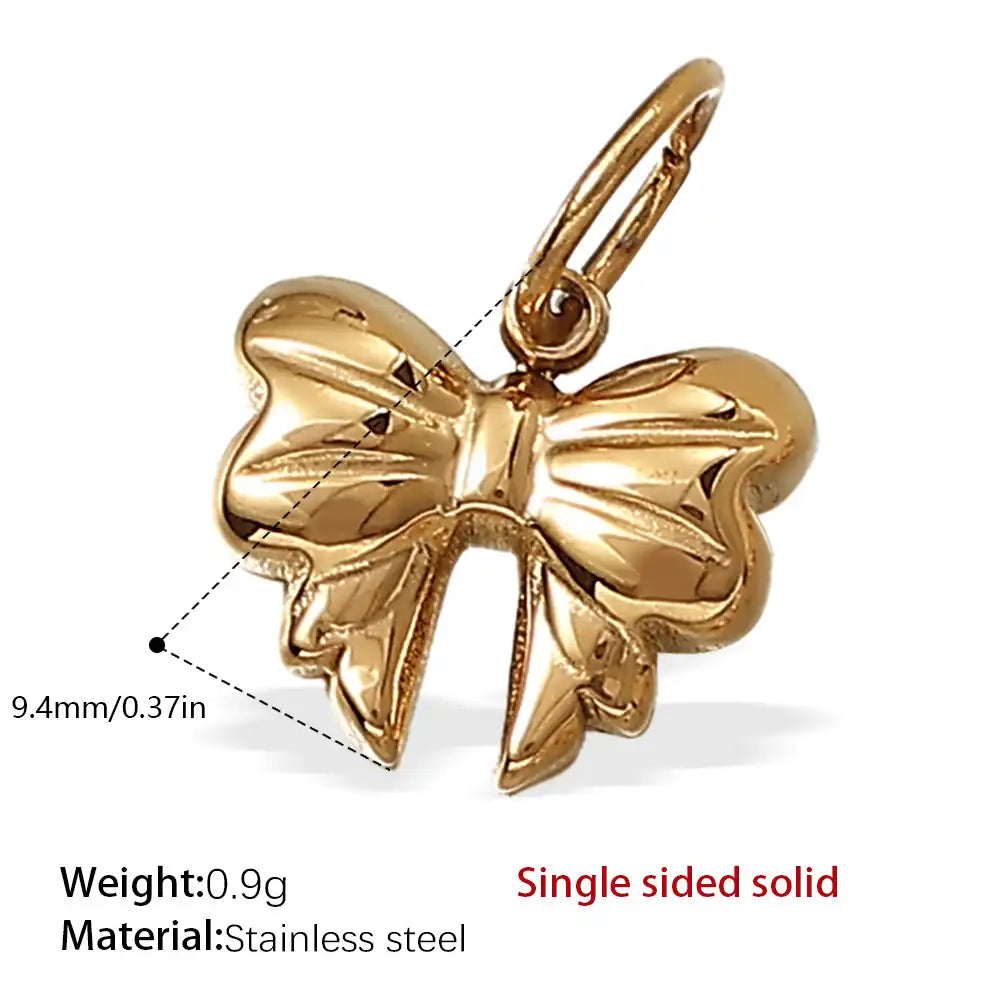 Stainless steel 18K gold plated bow heart pendant / 25504024