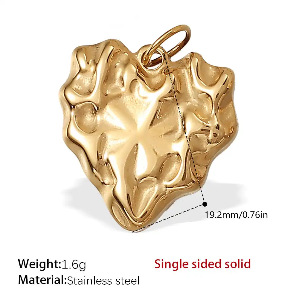 Stainless steel 18K gold plated bow heart pendant / 25504024