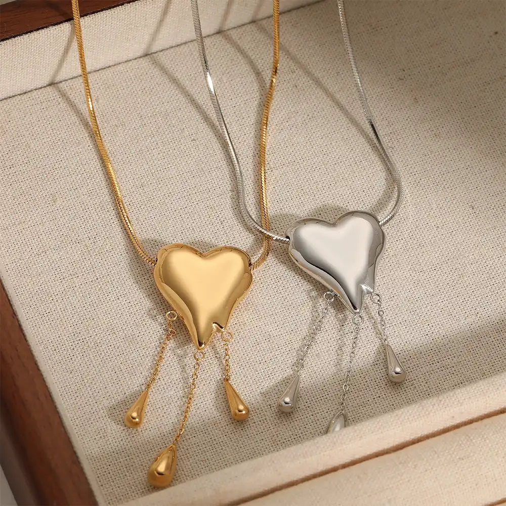 Stainless steel Love Drop Tassel Pendant Necklace / 25003055