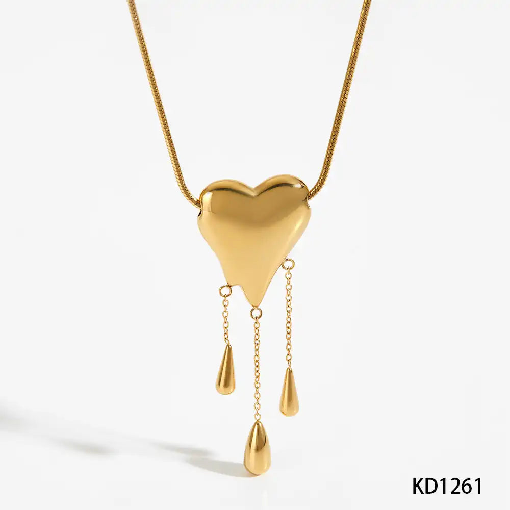 Stainless steel Love Drop Tassel Pendant Necklace / 25003055