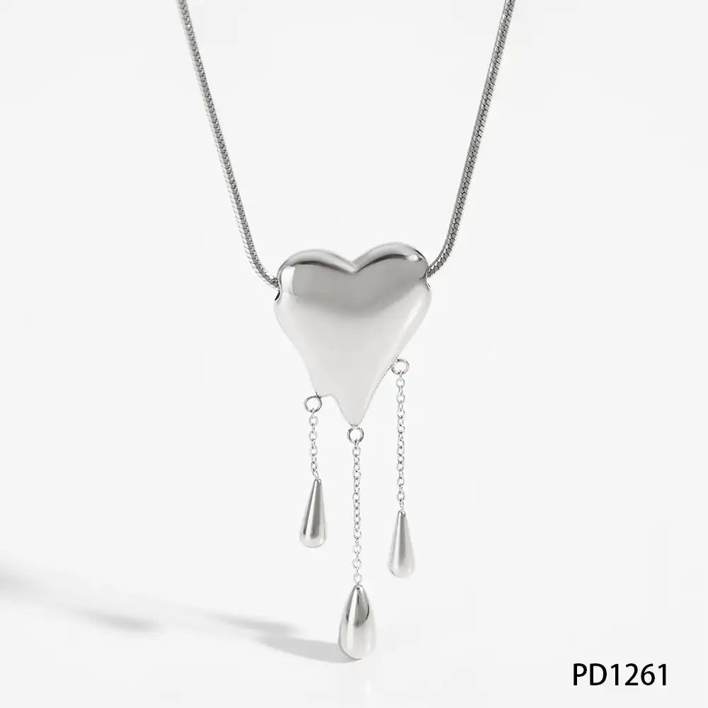 Stainless steel Love Drop Tassel Pendant Necklace / 25003055