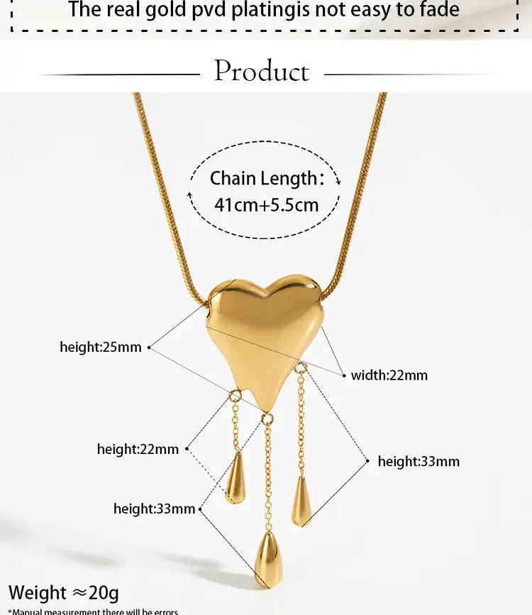 Stainless steel Love Drop Tassel Pendant Necklace / 25003055