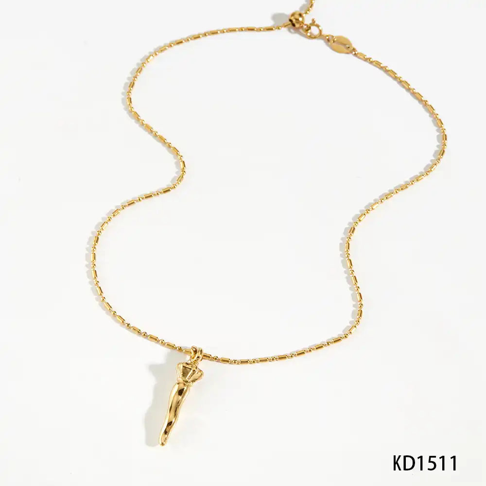 Stainless steel Beaded Trendy Crown Pendant Necklace / 25003057
