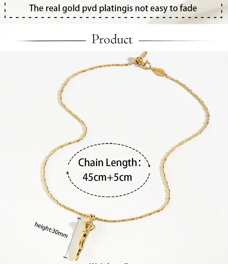 Stainless steel Beaded Trendy Crown Pendant Necklace / 25003057