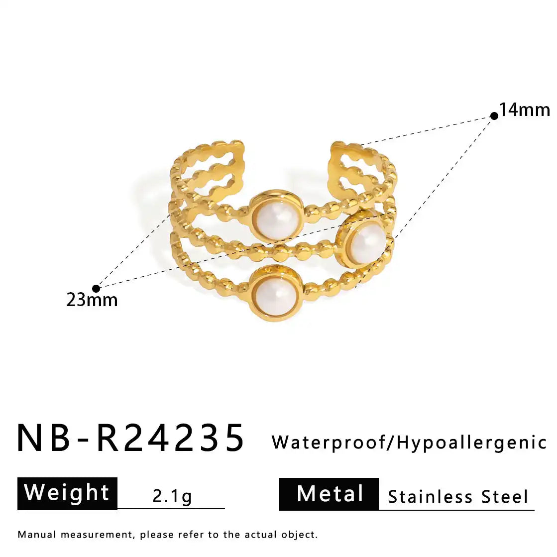 Stainless steel adjustable ring inlaid with diamond flowers / 25204006