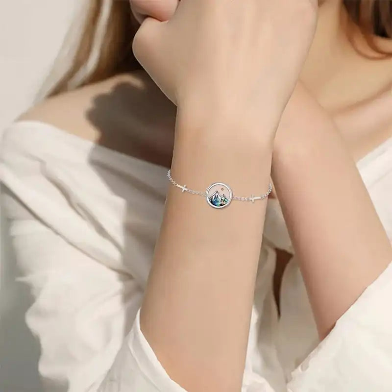 Stainless steel bracelet with simple shell inlay / 25303062