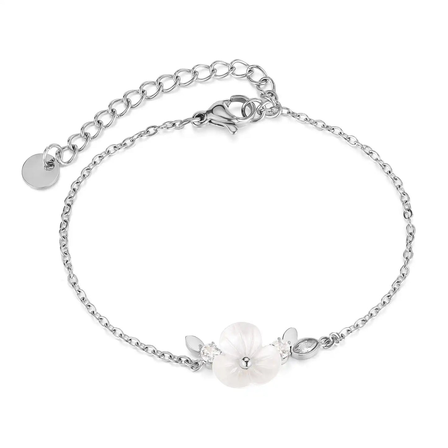 Stainless steel camellia design bracelet / 25303065