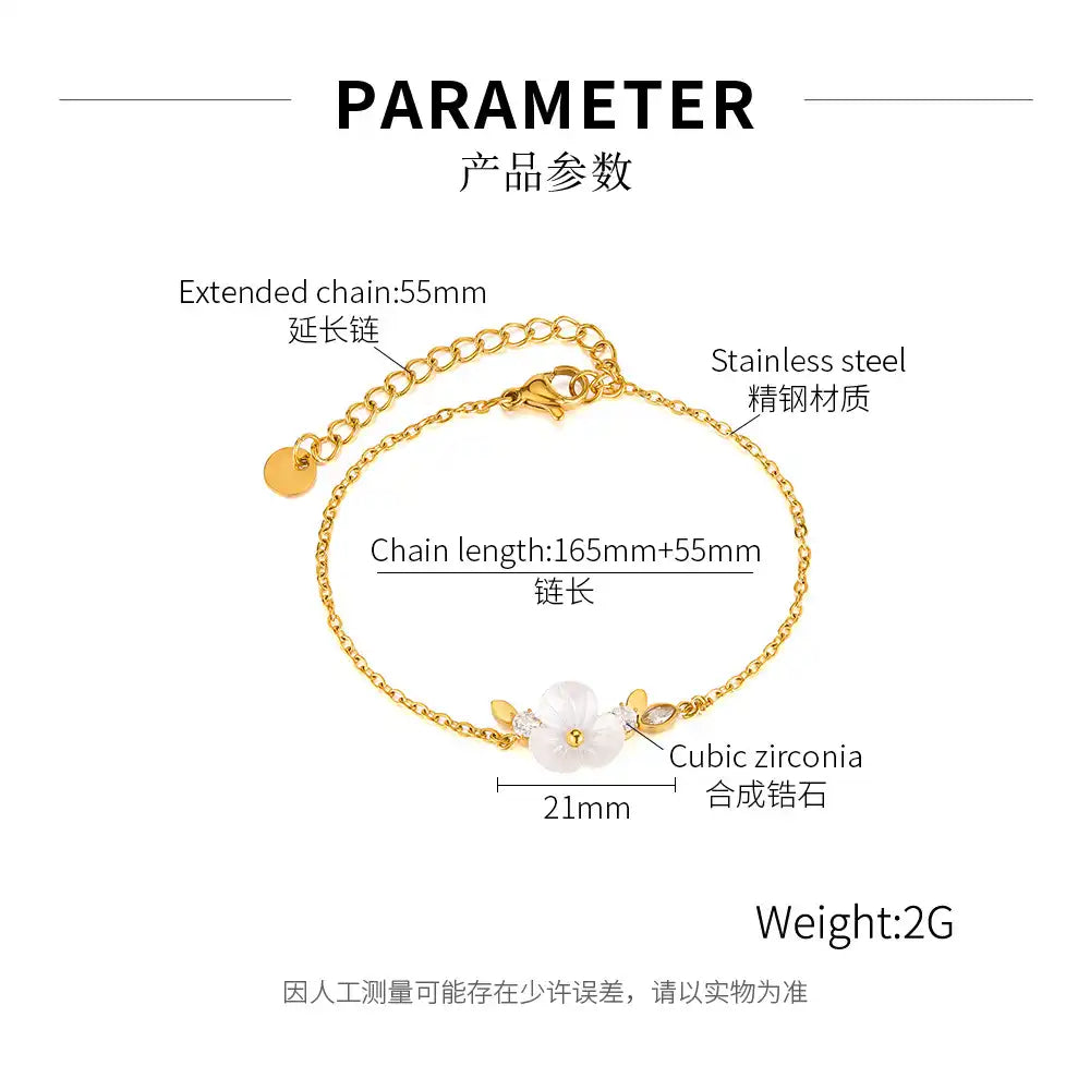 Stainless steel camellia design bracelet / 25303065