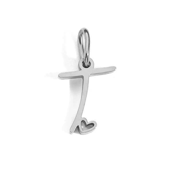 Stainless Steel A-Z Letter Heart Pendant (Pk of 10 ) / KP0002