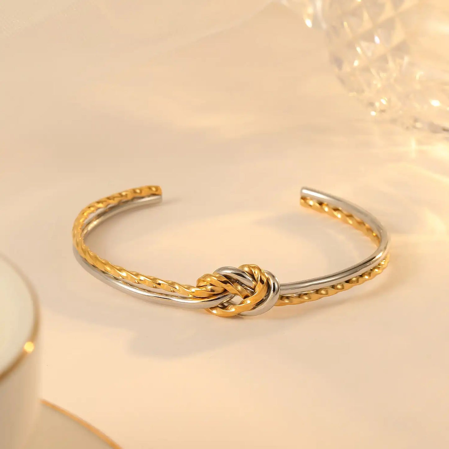 Titanium Steel Minimalist Dual Knot Bracelet / 25303075