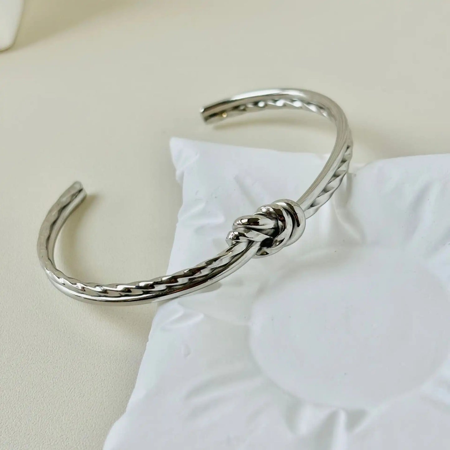 Titanium Steel Minimalist Dual Knot Bracelet / 25303075