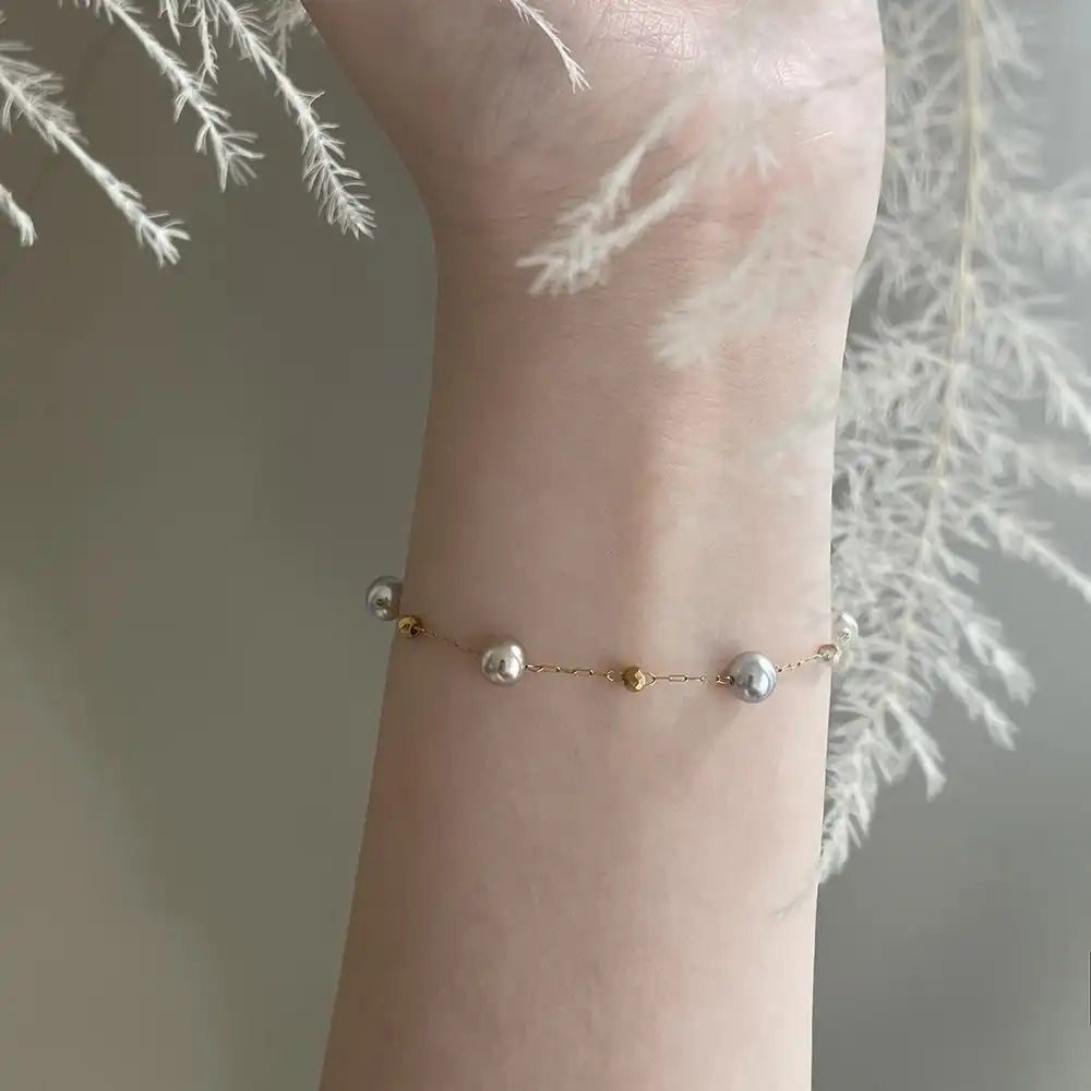 Titanium steel Minimalist Beaded Necklace and Bracelet / 25004004
