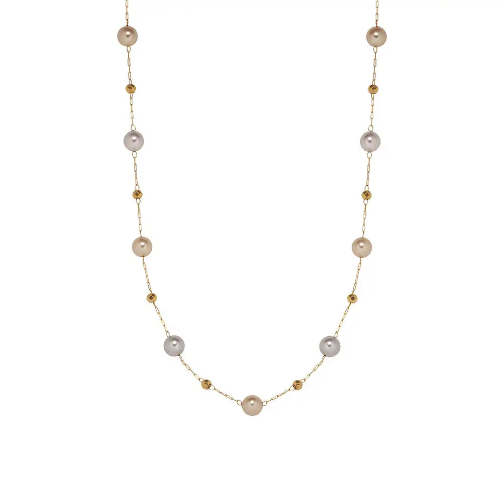 Titanium steel Minimalist Beaded Necklace and Bracelet / 25004004