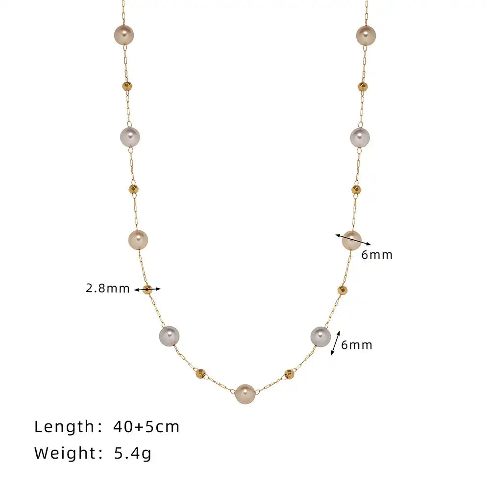 Titanium steel Minimalist Beaded Necklace and Bracelet / 25004004
