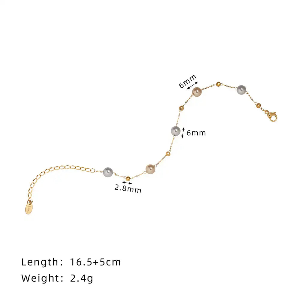 Titanium steel Minimalist Beaded Necklace and Bracelet / 25004004