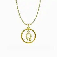 Titanium steel Round letter pendant necklace / 25004014