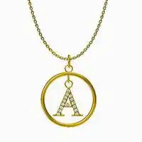 Titanium steel Round letter pendant necklace / 25004014