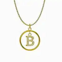 Titanium steel Round letter pendant necklace / 25004014