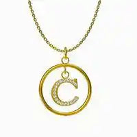 Titanium steel Round letter pendant necklace / 25004014