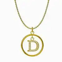 Titanium steel Round letter pendant necklace / 25004014