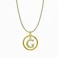 Titanium steel Round letter pendant necklace / 25004014