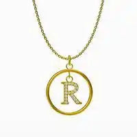 Titanium steel Round letter pendant necklace / 25004014