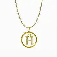 Titanium steel Round letter pendant necklace / 25004014
