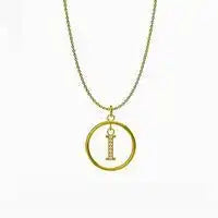 Titanium steel Round letter pendant necklace / 25004014