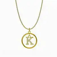 Titanium steel Round letter pendant necklace / 25004014