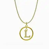 Titanium steel Round letter pendant necklace / 25004014