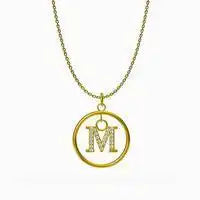 Titanium steel Round letter pendant necklace / 25004014
