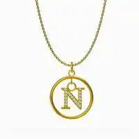 Titanium steel Round letter pendant necklace / 25004014