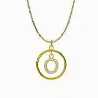 Titanium steel Round letter pendant necklace / 25004014