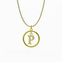 Titanium steel Round letter pendant necklace / 25004014