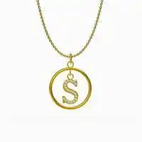Titanium steel Round letter pendant necklace / 25004014