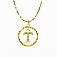 Titanium steel Round letter pendant necklace / 25004014