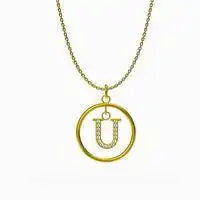 Titanium steel Round letter pendant necklace / 25004014