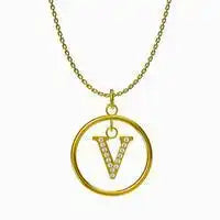 Titanium steel Round letter pendant necklace / 25004014