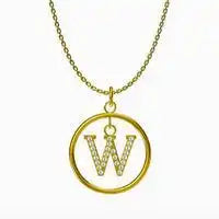 Titanium steel Round letter pendant necklace / 25004014