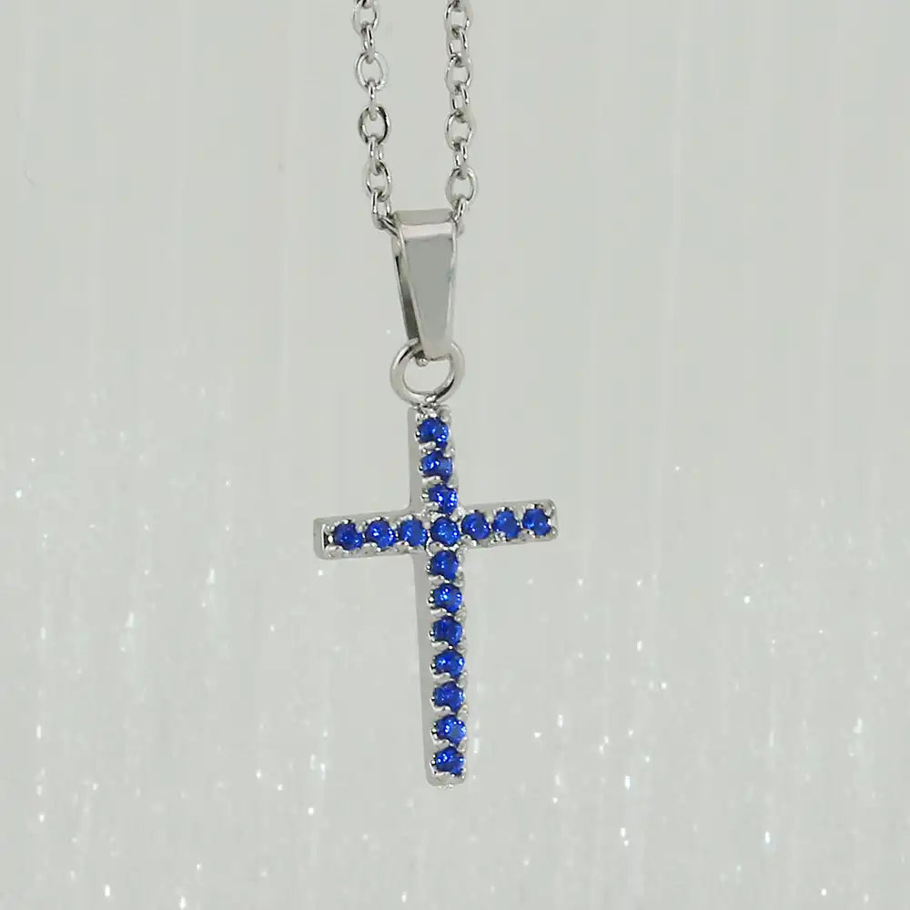 Titanium steel Vintage religious cross Zircon Inlay pendant Necklace / 25004015