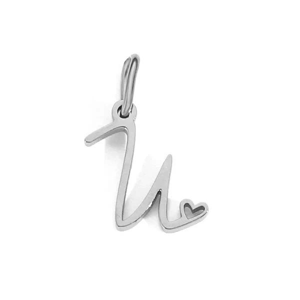 Stainless Steel A-Z Letter Heart Pendant (Pk of 10 ) / KP0002