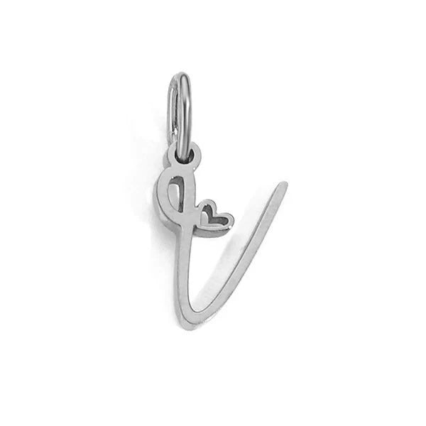Stainless Steel A-Z Letter Heart Pendant (Pk of 10 ) / KP0002