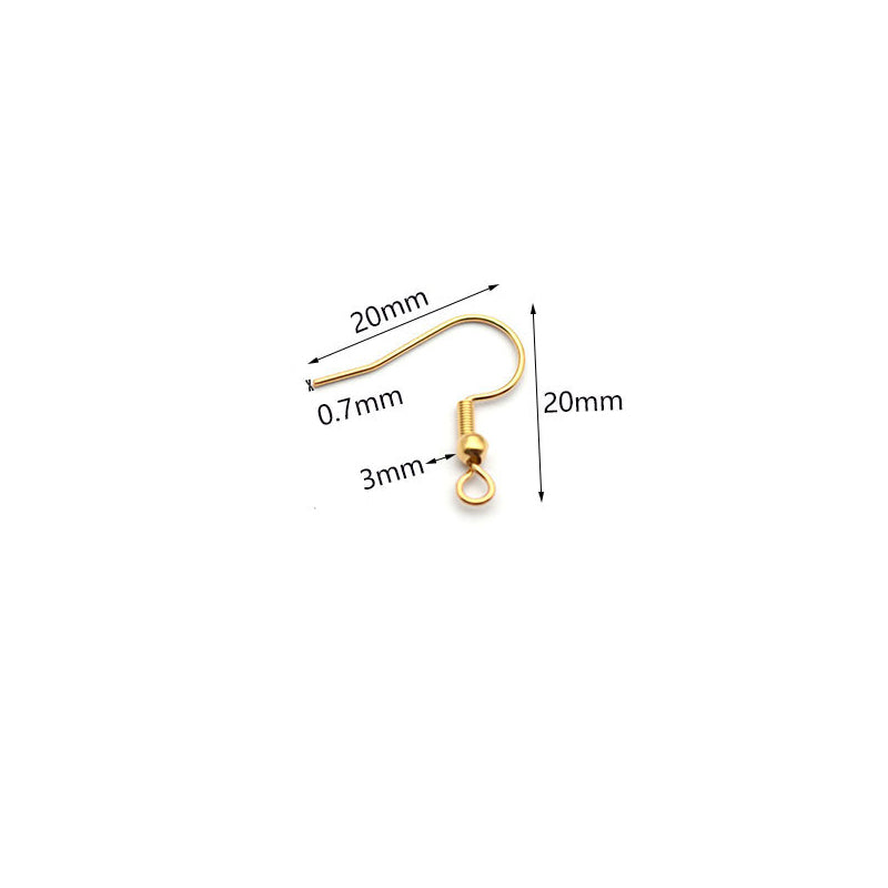 Various colors Stainless Steel Earring findings Earring hooks with srping and bead (pack of 200)