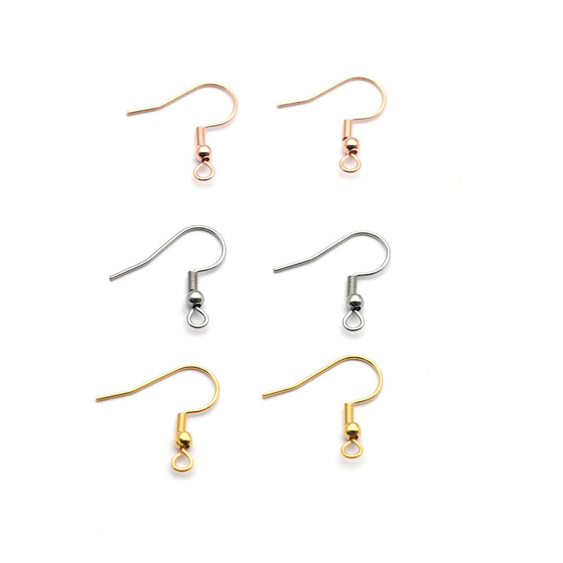 Various colors Stainless Steel Earring findings Earring hooks with srping and bead (pack of 200)