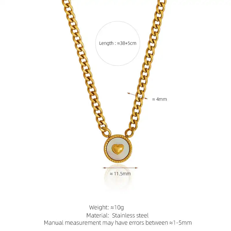 Vintage button geometric round white shell Rhinestone Inlay Pendant necklace / 25004038