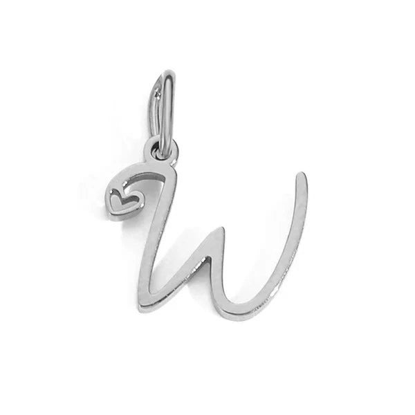 Stainless Steel A-Z Letter Heart Pendant (Pk of 10 ) / KP0002