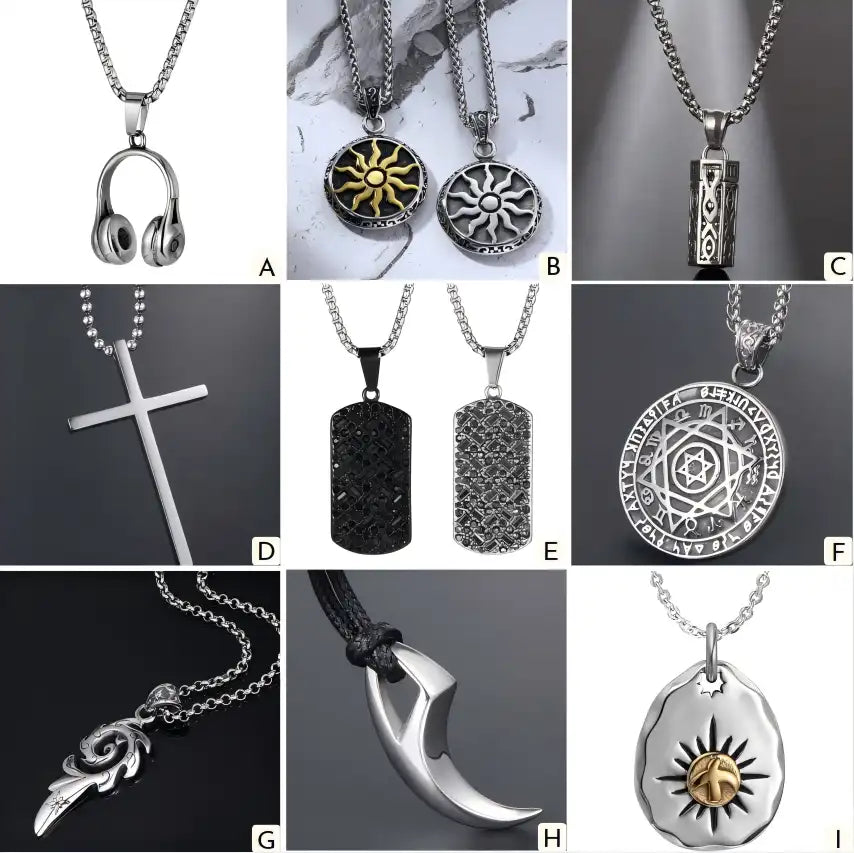 Stainless Steel Vintage Pendant Necklace / 25003030