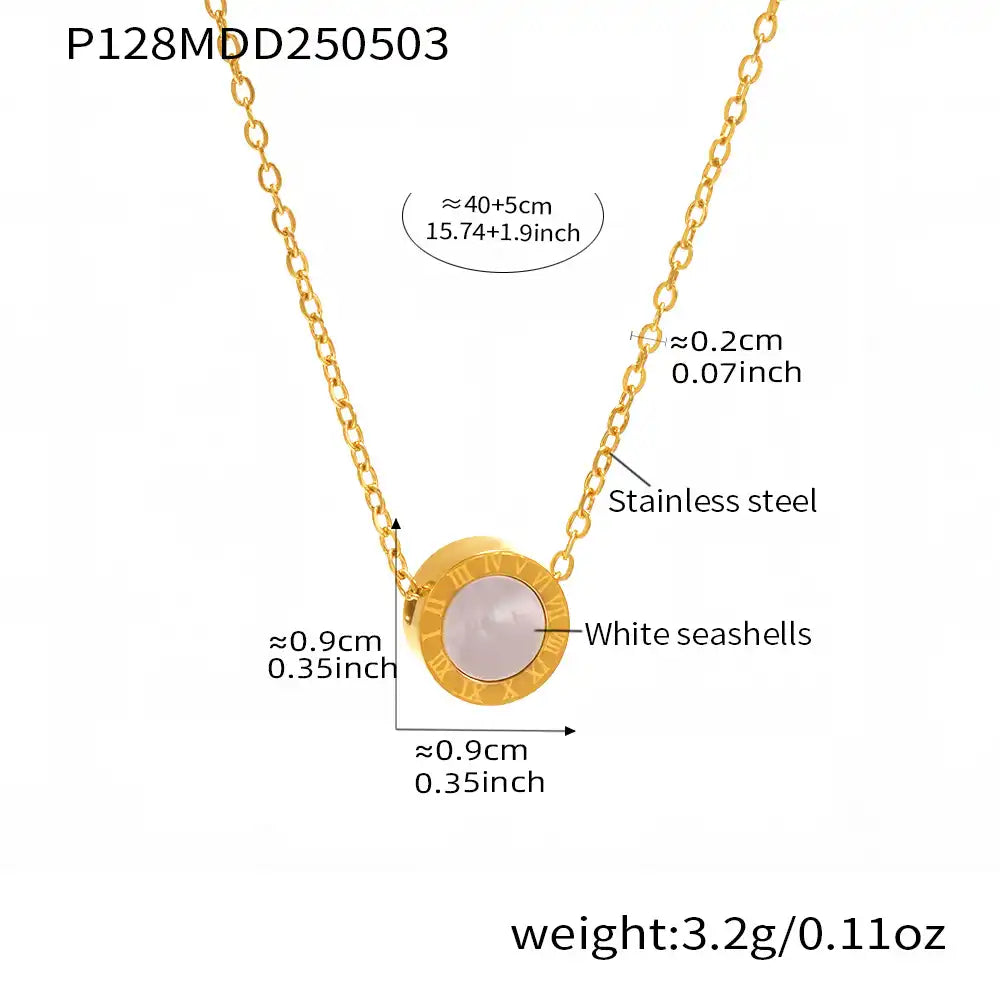 White clam shell and black acrylic Roman numeral bracelet & necklace / 25003060