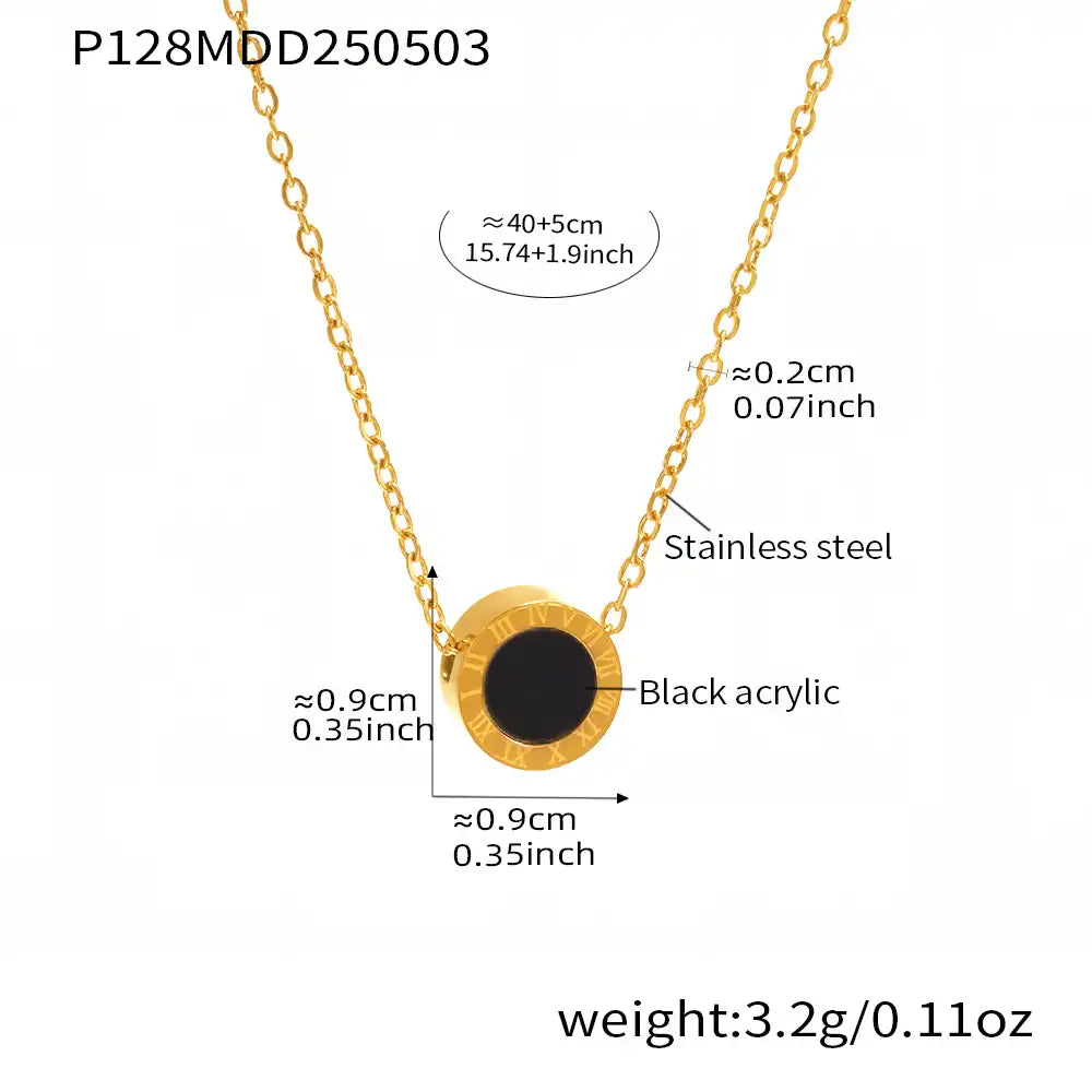 White clam shell and black acrylic Roman numeral bracelet & necklace / 25003060