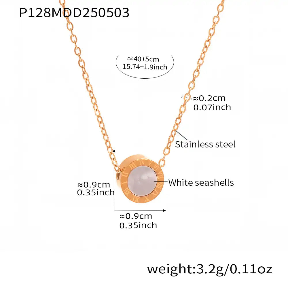 White clam shell and black acrylic Roman numeral bracelet & necklace / 25003060